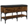 Banco zapatero madera de ingeniería roble ahumado 82x32x45 cm en Bancos para recibidores y almacenamiento | Comprar online en Fo