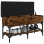 Banco zapatero madera de ingeniería roble ahumado 82x32x45 cm en Bancos para recibidores y almacenamiento | Comprar online en Fo