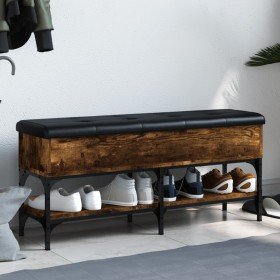 Banco zapatero madera de ingeniería roble ahumado 102x32x45 cm en Bancos para recibidores y almacenamiento | Comprar online en F