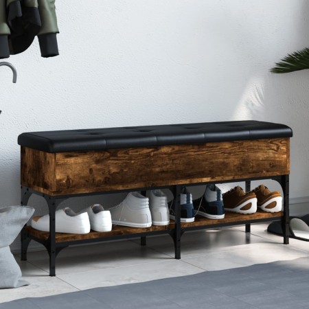 Banco zapatero madera de ingeniería roble ahumado 102x32x45 cm en Bancos para recibidores y almacenamiento | Comprar online en F