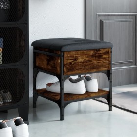 Banco zapatero madera de ingeniería roble ahumado 42x42x45 cm en Bancos para recibidores y almacenamiento | Comprar online en Fo