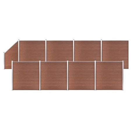Set de valla 8 cuadradas + 1 oblicua WPC marrón 1484x186 cm de vidaXL, Paneles de vallas - Ref: Foro24-3053222, Precio: 3,00 ...
