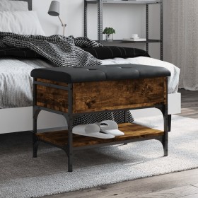 Banco zapatero madera de ingeniería roble ahumado 62x42x45 cm en Bancos para recibidores y almacenamiento | Comprar online en Fo