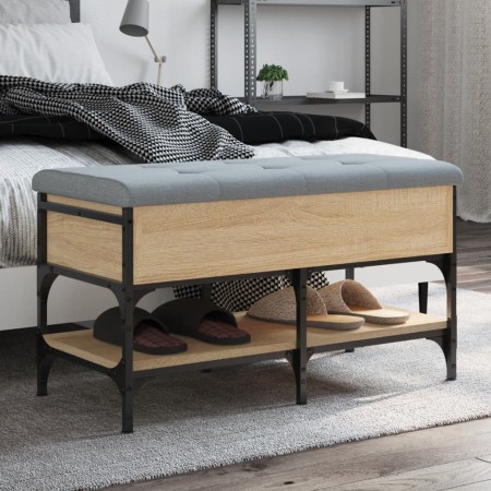 Banco zapatero madera de ingeniería roble Sonoma 82x42x45 cm en Bancos para recibidores y almacenamiento | Comprar online en For