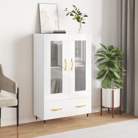 Aparador alto madera de ingeniería blanco brillo 69,5x31x115 cm de vidaXL, Aparadores - Ref: Foro24-828278, Precio: 99,80 €, ...