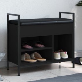 Banco zapatero madera de ingeniería negro 65,5x32x57,5 cm en Bancos para recibidores y almacenamiento | Comprar online en Foru.e