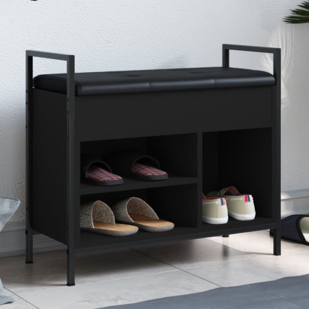 Banco zapatero madera de ingeniería negro 65,5x32x57,5 cm en Bancos para recibidores y almacenamiento | Comprar online en Foru.e