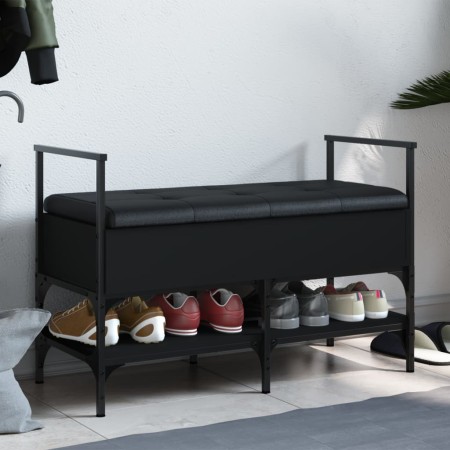 Banco zapatero madera de ingeniería negro 85,5x42x57,5 cm en Bancos para recibidores y almacenamiento | Comprar online en Foru.e