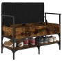 Banco zapatero madera ingeniería roble ahumado 85,5x42x57,5 cm en Bancos para recibidores y almacenamiento | Comprar online en F