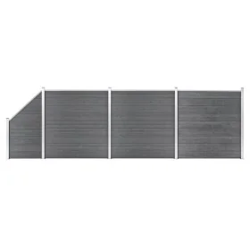 Set de valla 3 cuadradas + 1 oblicua WPC gris 619x186 cm de vidaXL, Paneles de vallas - Ref: Foro24-3053235, Precio: 1,00 €, ...