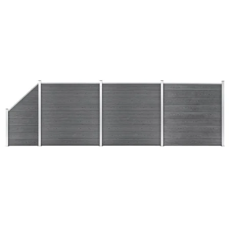 Set de valla 3 cuadradas + 1 oblicua WPC gris 619x186 cm de vidaXL, Paneles de vallas - Ref: Foro24-3053235, Precio: 1,00 €, ...