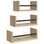 Estantería de pared de 3 piezas con barras roble Sonoma Madera de ingeniería en Estanterías | Comprar online en Foru.es