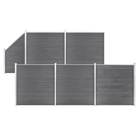 Set de valla 5 cuadradas + 1 oblicua WPC gris 965x186 cm de vidaXL, Paneles de vallas - Ref: Foro24-3053237, Precio: 2,00 €, ...