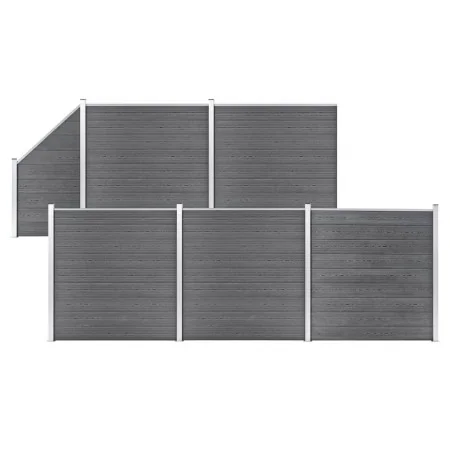 Set de valla 5 cuadradas + 1 oblicua WPC gris 965x186 cm de vidaXL, Paneles de vallas - Ref: Foro24-3053237, Precio: 2,00 €, ...