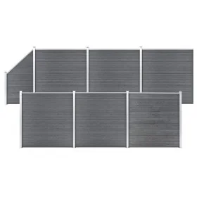 Set de valla 6 cuadradas + 1 oblicua WPC gris 1138x186 cm de vidaXL, Paneles de vallas - Ref: Foro24-3053238, Precio: 2,00 €,...