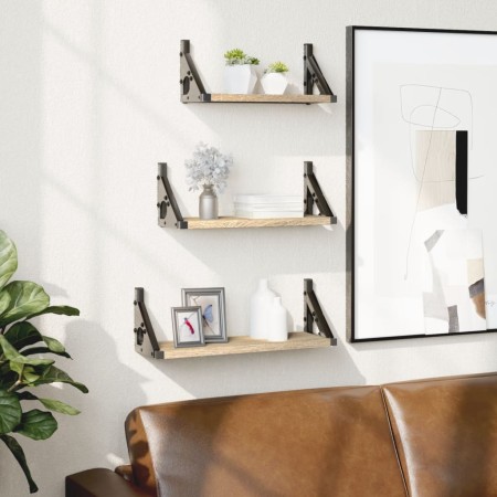 Estantes de pared 3 pzas madera de ingeniería roble Sonoma en Estanterías | Comprar online en Foru.es