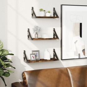 Estantes de pared 3 pzas madera de ingeniería roble ahumado en Estanterías | Comprar online en Foru.es