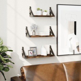 Estantes de pared 3 pzas madera de ingeniería roble ahumado en Estanterías | Comprar online en Foru.es