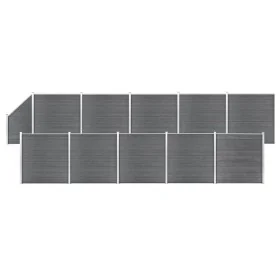 Set de valla 10 cuadradas + 1 oblicua WPC gris 1830x186 cm de vidaXL, Paneles de vallas - Ref: Foro24-3053242, Precio: 3,00 €...