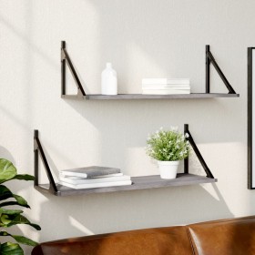 Estantes pared 2 uds madera ingeniería gris Sonoma 80x25x25,5cm en Estanterías | Comprar online en Foru.es