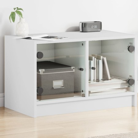 Mueble de TV con puertas de vidrio blanco 68x37x42 cm en Muebles TV | Comprar online en Foru.es
