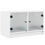Mueble de TV con puertas de vidrio blanco 68x37x42 cm en Muebles TV | Comprar online en Foru.es