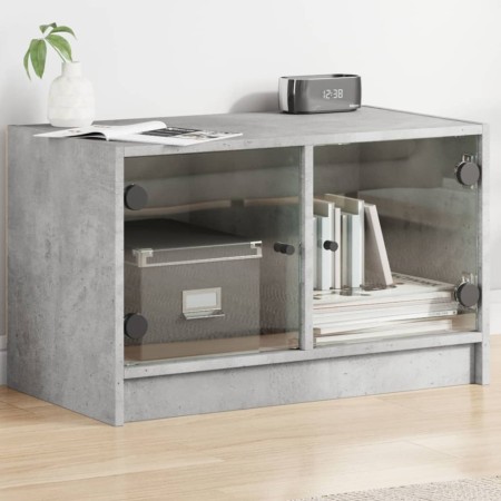 Mueble de TV con puertas de vidrio gris hormigón 68x37x42 cm en Muebles TV | Comprar online en Foru.es