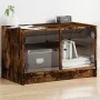 Mueble de TV con puertas de vidrio roble ahumado 68x37x42 cm en Muebles TV | Comprar online en Foru.es