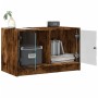 Mueble de TV con puertas de vidrio roble ahumado 68x37x42 cm en Muebles TV | Comprar online en Foru.es