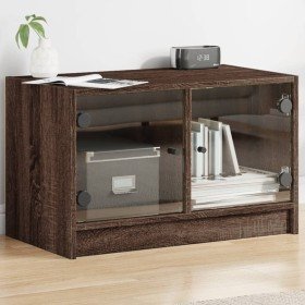 Mueble de TV con puertas de vidrio marrón roble 68x37x42 cm en Muebles TV | Comprar online en Foru.es