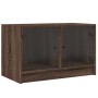 Mueble de TV con puertas de vidrio marrón roble 68x37x42 cm en Muebles TV | Comprar online en Foru.es