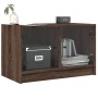 Mueble de TV con puertas de vidrio marrón roble 68x37x42 cm en Muebles TV | Comprar online en Foru.es