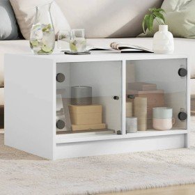 Mesa de centro con puertas de vidrio blanca 68x50x42 cm en Mesas de centro | Comprar online en Foru.es