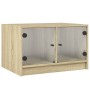 Mesa de centro con puertas de vidrio roble Sonoma 68x50x42 cm en Mesas de centro | Comprar online en Foru.es