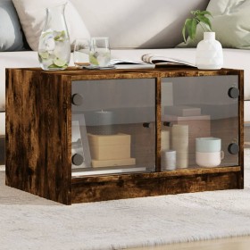 Mesa de centro con puertas de vidrio roble ahumado 68x50x42 cm en Mesas de centro | Comprar online en Foru.es