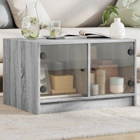 Mesa de centro con puertas de vidrio gris Sonoma 68x50x42 cm en Mesas de centro | Comprar online en Foru.es