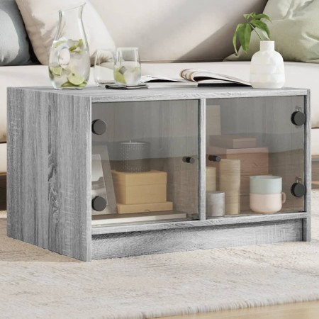 Mesa de centro con puertas de vidrio gris Sonoma 68x50x42 cm en Mesas de centro | Comprar online en Foru.es