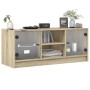 Mueble de TV con puertas de vidrio roble Sonoma 102x37x42 cm en Muebles TV | Comprar online en Foru.es