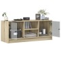 Mueble de TV con puertas de vidrio roble Sonoma 102x37x42 cm en Muebles TV | Comprar online en Foru.es