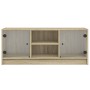 Mueble de TV con puertas de vidrio roble Sonoma 102x37x42 cm en Muebles TV | Comprar online en Foru.es