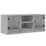 Mueble de TV con puertas de vidrio gris hormigón 102x37x42 cm en Muebles TV | Comprar online en Foru.es