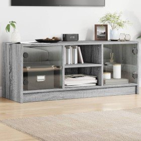Mueble de TV con puertas de vidrio gris Sonoma 102x37x42 cm en Muebles TV | Comprar online en Foru.es