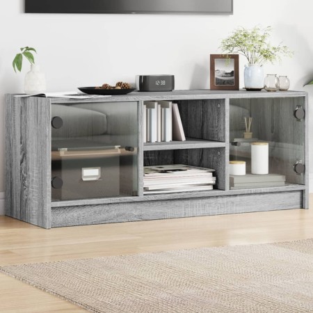 Mueble de TV con puertas de vidrio gris Sonoma 102x37x42 cm en Muebles TV | Comprar online en Foru.es