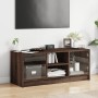 Mueble de TV con puertas de vidrio marrón roble 102x37x42 cm en Muebles TV | Comprar online en Foru.es
