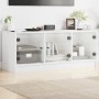 Mueble de TV con puertas de vidrio blanco 102x37x42 cm en Muebles TV | Comprar online en Foru.es