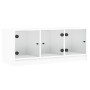 Mueble de TV con puertas de vidrio blanco 102x37x42 cm en Muebles TV | Comprar online en Foru.es