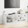 Mueble de TV con puertas de vidrio blanco 102x37x42 cm en Muebles TV | Comprar online en Foru.es