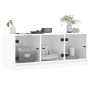 Mueble de TV con puertas de vidrio blanco 102x37x42 cm en Muebles TV | Comprar online en Foru.es