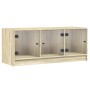 Mueble de TV con puertas de vidrio roble Sonoma 102x37x42 cm en Muebles TV | Comprar online en Foru.es