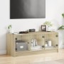 Mueble de TV con puertas de vidrio roble Sonoma 102x37x42 cm en Muebles TV | Comprar online en Foru.es